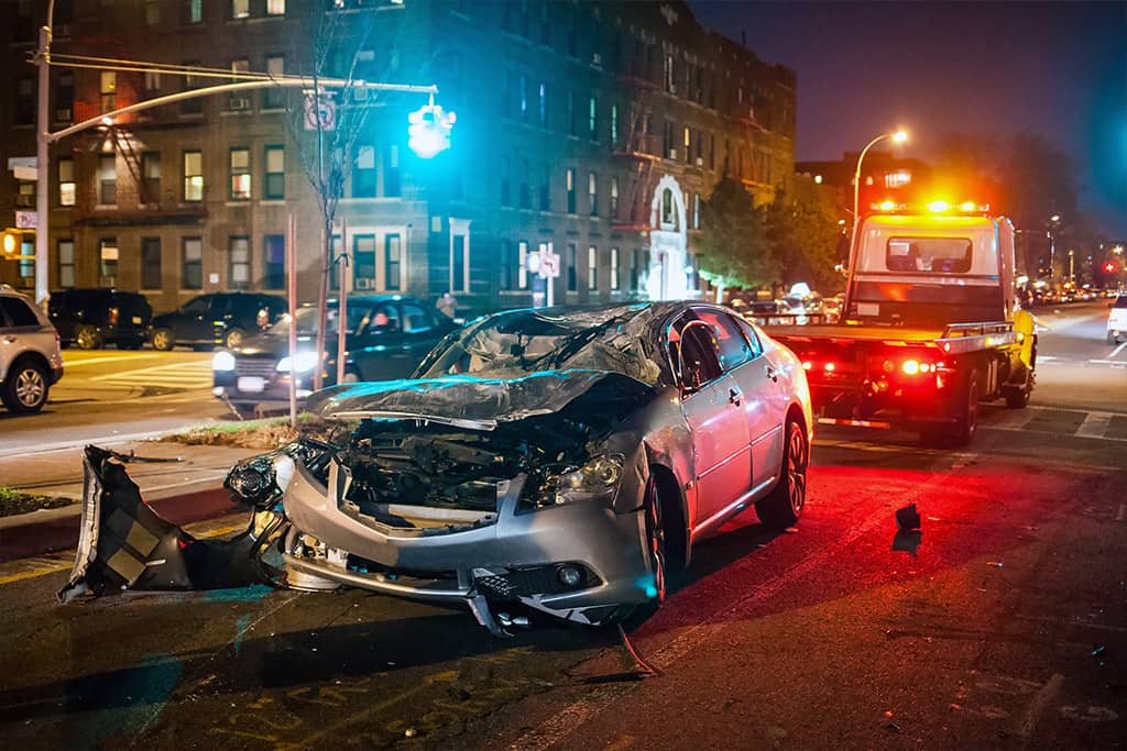 Auto Accident in the city at night